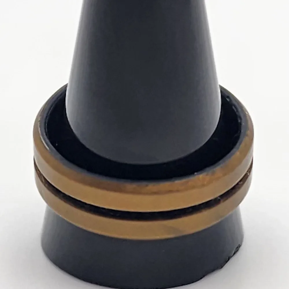 ROQ Gold & Black Breathable Comfort Engraved Middle Line Silicone Ring (11)